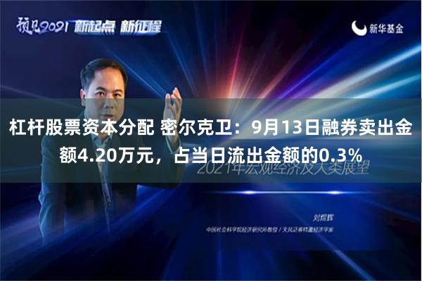 杠杆股票资本分配 密尔克卫：9月13日融券卖出金额4.20万元，占当日流出金额的0.3%