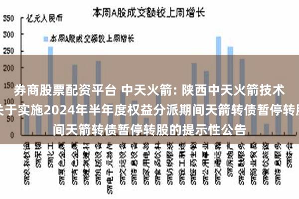 券商股票配资平台 中天火箭: 陕西中天火箭技术股份有限公司关于实施2024年半年度权益分派期间天箭转债暂停转股的提示性公告