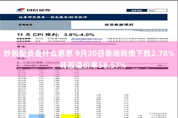 炒股配资是什么意思 9月20日泰瑞转债下跌2.78%，转股溢价率58.57%