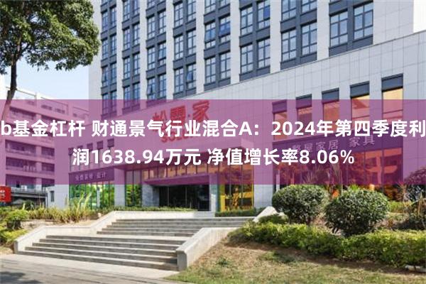 b基金杠杆 财通景气行业混合A：2024年第四季度利润1638.94万元 净值增长率8.06%